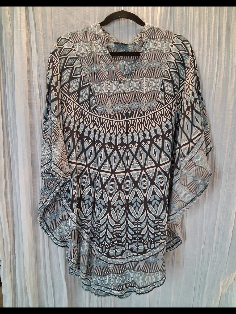 Tolani Geometric Print Tunic in Blue and Black